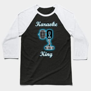 Karaoke King Blue Glowing Microphone Baseball T-Shirt